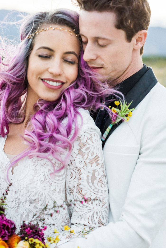 purple haired bride