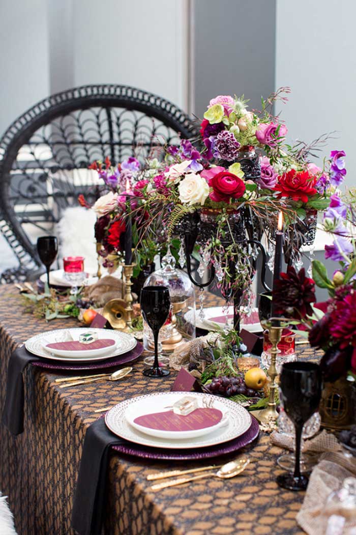 Beautifully witchy halloween tablescape.