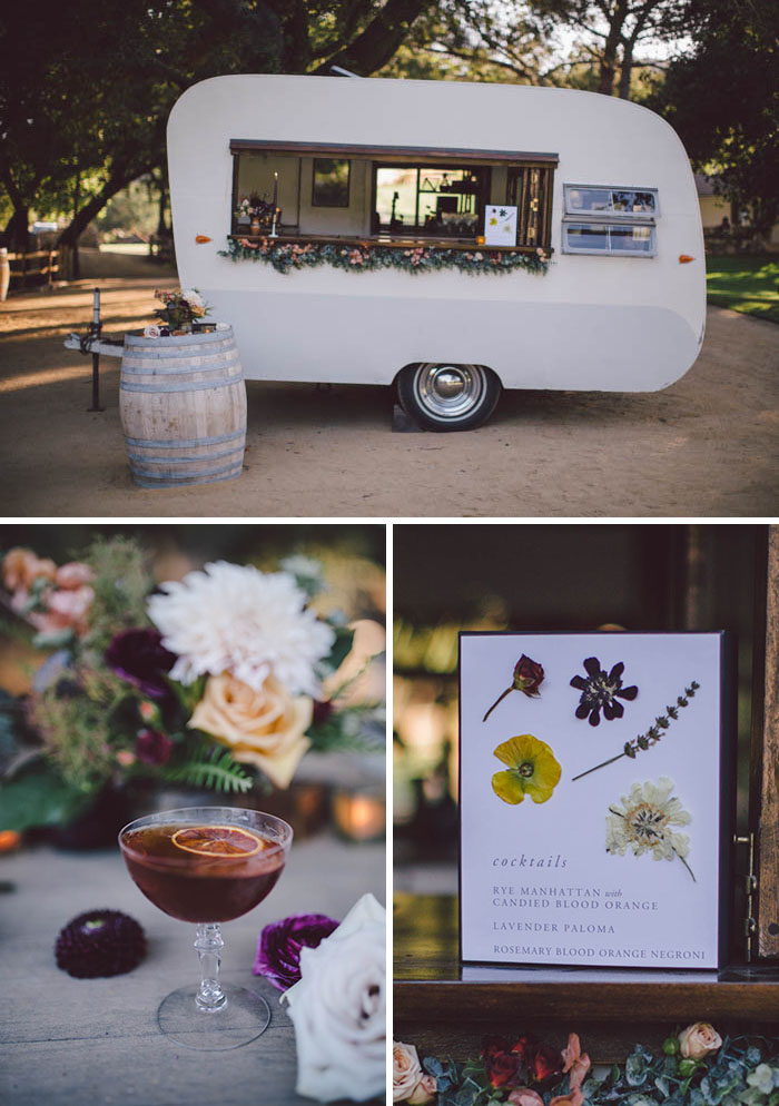 The Old Fashioned Caravan, fall cocktail inspiration, bar signage with pressed flowers