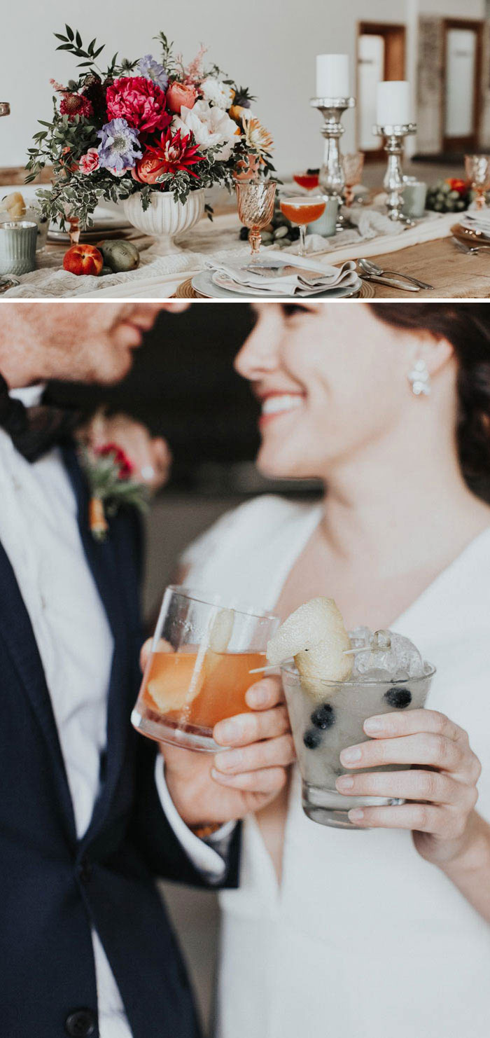 Lush floral design and beautiful craft cocktails for your wedding.