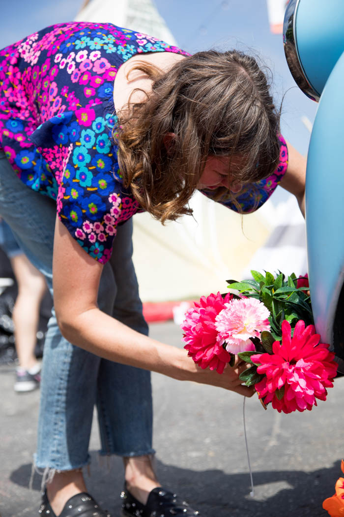 Tabitha Abercrombie of Winston & Main busy installing flowers on the Don Julio Tequila truck.