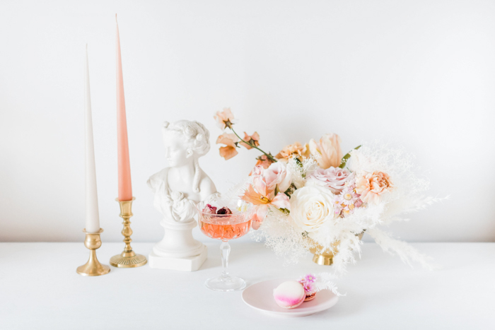Elegant ethereal natural flower arrangement by Winston and Main for wedding inspiration