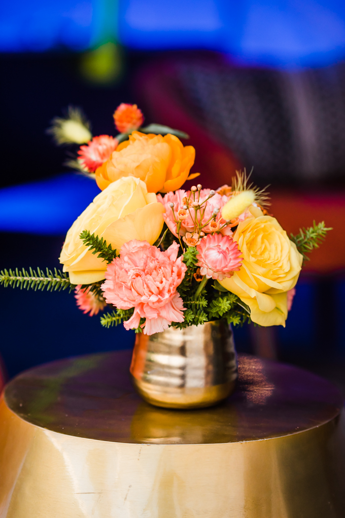 Bold yellow and orange cocktail arrangement by Winston & Main