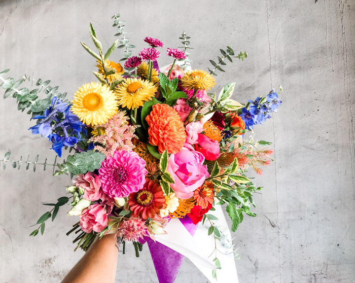 A colorful weekly delivery bouquet by Winston & Main.