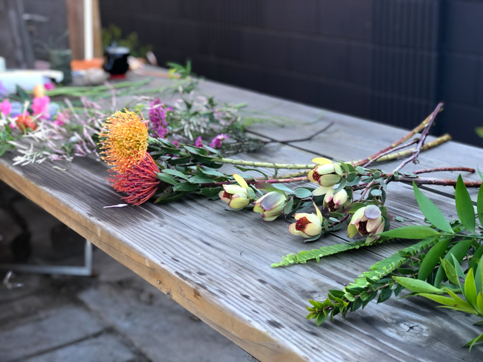 Creating flower arrangements in my backyard during the pandemic.