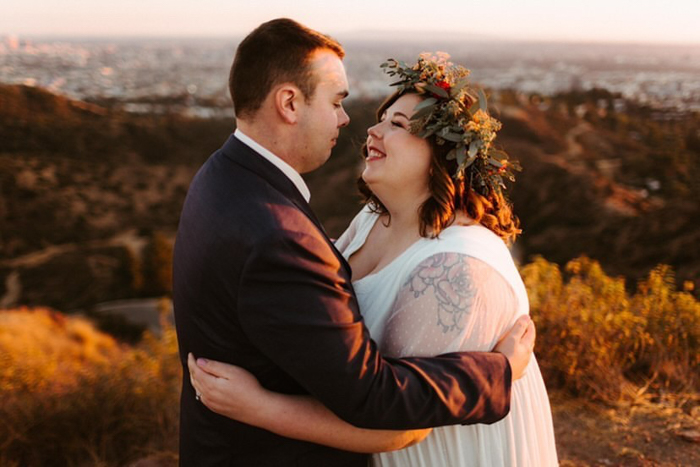 A beautiful elopement in Los Angeles, featuring a flower crown by Winston & Main, and photography by The Hendrys.